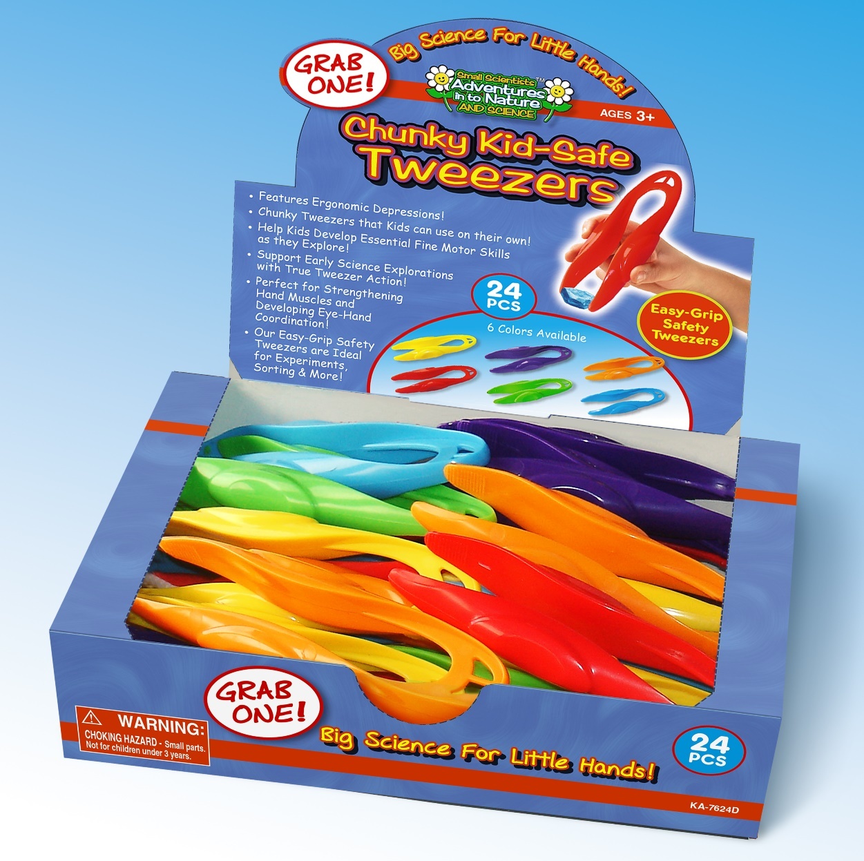 3 CHUNKY Safety Plastic Tweezers for Children - Fine Motor Tools